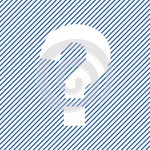 Help icon. Question mark sign on blue striped background. Vector