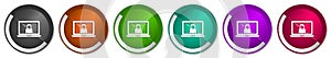 Help icon set, call service, support silver metallic chrome border vector web buttons in 6 colors options for webdesign