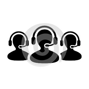 Help icon vector male business customer support service person profile avatar with headphone for online assistant in glyph