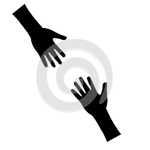 Help icon on white background. hands sign. flat style
