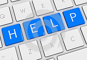 Help keyboard concept 3d illustration