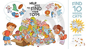 Help kids find their toys. Find hidden objects. Visual game