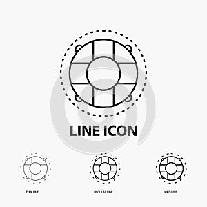 Help, life, lifebuoy, lifesaver, preserver Icon in Thin, Regular and Bold Line Style. Vector illustration