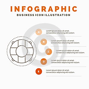 Help, life, lifebuoy, lifesaver, preserver Infographics Template for Website and Presentation. Line Gray icon with Orange