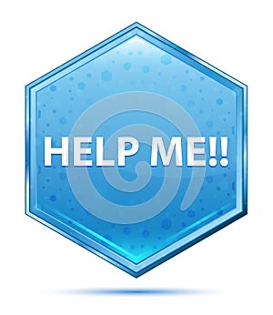 Help Me!! crystal blue hexagon button