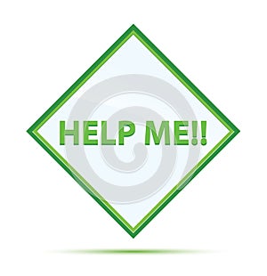 Help Me!! modern abstract green diamond button