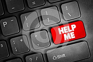 Help Me text button on keyboard, concept background