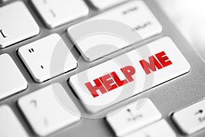 Help Me text button on keyboard, concept background