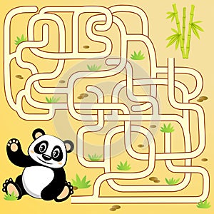 Help panda bear find path to bamboo. Labyrinth. Maze game for kids