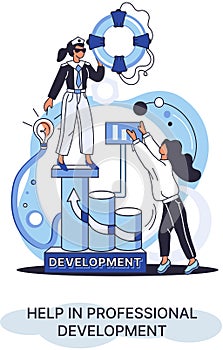 Help in professional development metaphor. Qualified employee training program. Human resource management