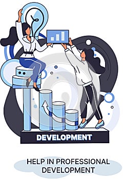 Help in professional development metaphor. Qualified employee training program. Human resource management