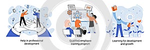 Help in professional development. Qualified employee training program. Learning for software development and growth