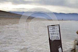 Help Protect the Salt Flats sign at Badwater Basin, Death Valley, California