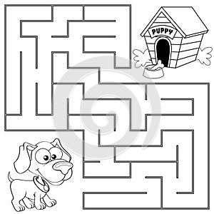 Help puppy find path to his house. Labyrinth. Maze game for kids