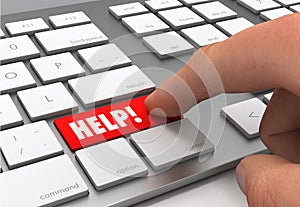 help push button concept 3d illustration