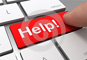 help push button concept 3d illustration