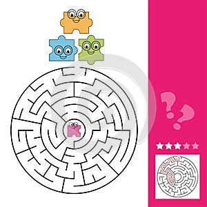 Help the puzzle piece to find the way to the puzzle, maze game for kids, answer