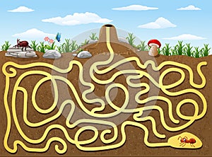 Help red ant to find way out from underground maze