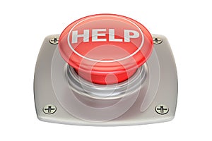 Help red button, 3D rendering