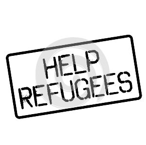 HELP REFUGEES stamp on white