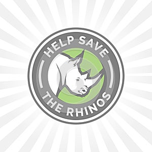 Help save the Rhinos from illegal hunting icon emblem