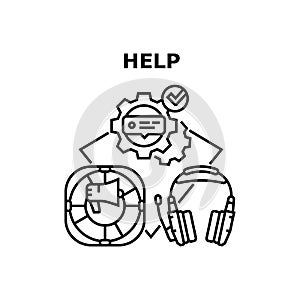 Help Service Vector Concept Black Illustration