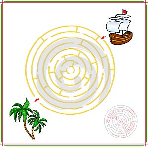 Help the ship go through a maze and find tropical island with pa