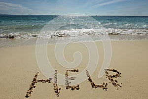 Help Sign on the beach