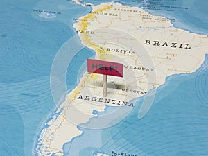 `HELP!` Sign with Pole on Argentina of the World Map