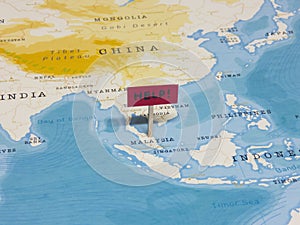 `HELP!` Sign with Pole on Malaysia of the World Map