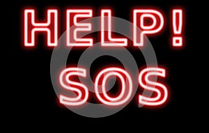 help sos neon sign retro red Abstract resembling 24 hours neon sign photo