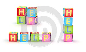 HELP spelled by abc cubes