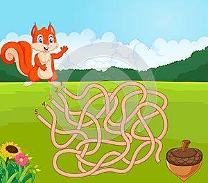 Help squirrel to find way to pinecone in the maze game photo