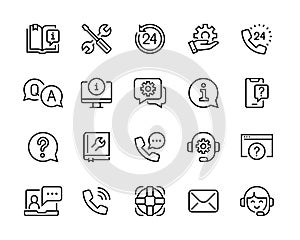 Help and support icon set editable vector move. 96x96 pixel perfect