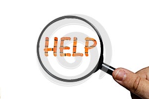 Help text and magnifying glass