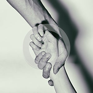 Help to drug addicts. Hand-aid addicts. Black and White