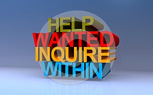 help wanted inquire within on blue