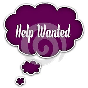 HELP WANTED on magenta thought cloud.