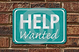 Help Wanted Sign on a brick building