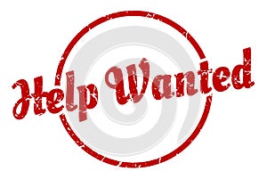 help wanted sign. help wanted round vintage stamp.