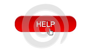 Help web interface button clicked with mouse cursor, red color, support online