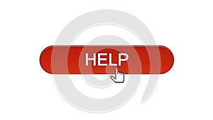 Help web interface button clicked with mouse cursor, wine red, support online