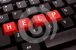Help word on black keyboard