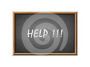 Help written on a blackboard