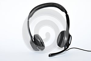 Helpdesk headset. headphones with mic isolated on white