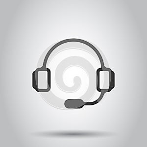 Helpdesk icon in flat style. Headphone vector illustration on white isolated background. Chat operator business concept