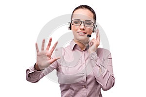 The helpdesk operator isolated on the white background