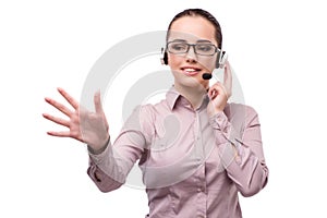 The helpdesk operator isolated on the white background