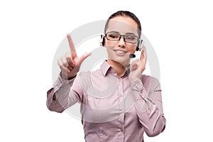 The helpdesk operator isolated on the white background