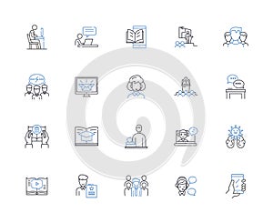 Helper line icons collection. Support, Assistance, Guide, Aid, Companion, Ally, Collaborator vector and linear photo